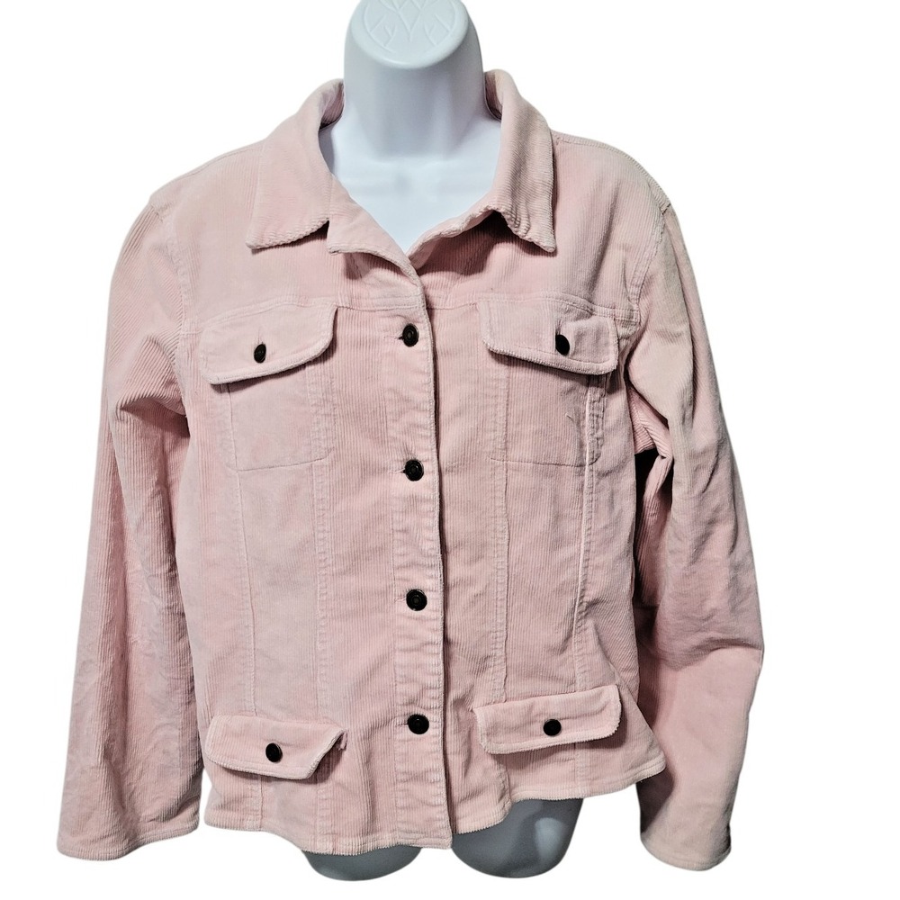 Chadwicks Y2K‎ Corduroy Trucker Jacket Crop 16 Pale Pink Pockets Gilmore